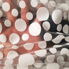 Ткань Сетка флок горох (белый)